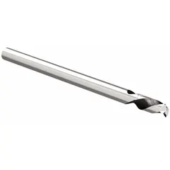 Uncoated carbide end mill with 2 flutes, 5/16" diameter, 5/8" length of cut, and 0.015" corner radius. Designed for high-speed machining of aluminum and non-ferrous materials. The corner radius strengthens the cutting edge, while the 2-flute geometry enables efficient chip evacuation in slotting and profiling operations.