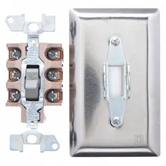 3-pole enclosed manual motor switch rated 30 A and 600V AC. Stainless steel NEMA 1 flush-mount enclosure for indoor use where corrosion resistance is required. No pilot light included.