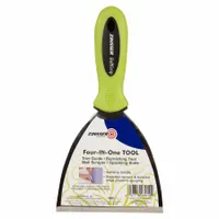 Wall scraper featuring a stainless steel blade for cutting and removing wallpaper. Includes a single scraper tool. Suitable for trimming wallpaper edges and scraping adhesive residue during installation or removal