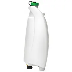 Plastic solution tank cap for floor cleaning machines. Seals the solution tank to prevent leaks and maintain pressure during scrubbing operations. Overall length 17 1/8 in, overall width 25 1/2 in. Color: Green/White. Type 1231845.
