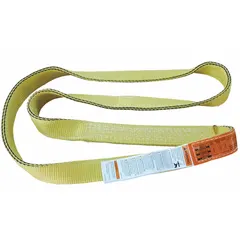 This Dayton Type 5 endless web sling is constructed of nylon with 1 ply, a 6 ft length, and a 2 in width. It features a standard identification tag. Typical applications include lifting and rigging in industrial settings, material handling, construction, and maintenance tasks.