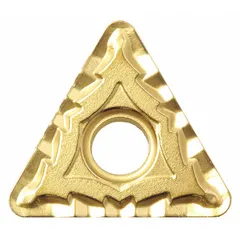Triangle indexable turning insert with PVD cermet grade, designed for finish to medium machining of steel and stainless steel. Suitable for lathe operations requiring consistent surface finish and edge strength.