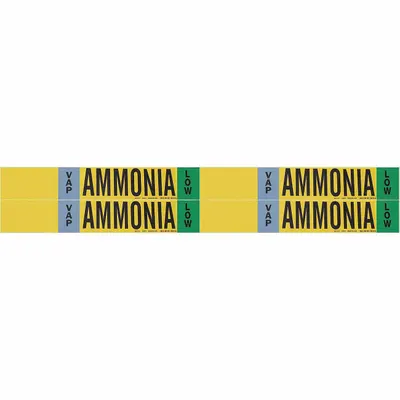 BRADY Pipe Marker: VAP, Low, Fits 3/4 to 2 3/8 in Pipe O.D., 4 Pipe Markers - Ammonia Adhesive Pipe Markers