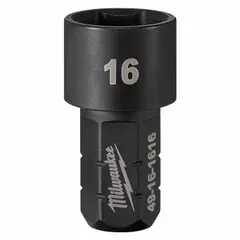 This 16 mm, 6-point short impact socket is designed for high-torque fastening applications. With an overall length of 1 41/64 in, it provides access in confined spaces. Suitable for use with impact drivers in automotive, construction, and industrial maintenance tasks.