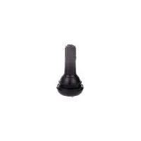 This HALTEC tire valve stem is a snap-in, L-shape design with a 180° valve stem angle, constructed from black rubber. It features a standard bore valve size and 0.305-32 thread size. Commonly used on automobiles for tire inflation and pressure maintenance, particularly in applications with limited clearance