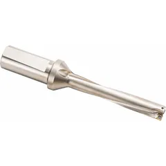 Indexable drill bit for general drilling operations in industrial machining. Uses replaceable cutting inserts to create precise holes in metal workpieces, reducing downtime compared to solid drills. Suitable for applications requiring consistent hole quality and tool life.