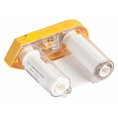White wax/resin ribbon for Brady BMP61 printers. Solvent-resistant, RoHS compliant. Used for printing durable labels in industrial environments such as asset tracking, cable identification, and chemical-exposure applications.