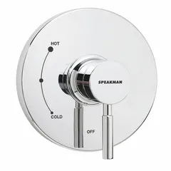 This tub and shower valve kit includes a circular plastic trim plate with a chrome finish and a zinc handle. It is designed for use with Neo Shower Faucet Valves. Suitable for residential and commercial bathroom installations requiring a complete valve and trim solution.