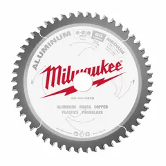 Circular saw blade with 5-7/8 in diameter, 50 teeth, 0.07 in cut width, and 13/16 in arbor. Designed for cutting aluminum and soft metals in fabrication, metalworking, and construction applications.