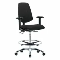 ESD Task Chair: Fabric, Arms Included, Ht Range 26 1/4 in to 36 in, 18 1/2 in Seat Wd, 17 in Seat Dp (MPN BR-ESD-FHBCH-MB-CR-T1-A1-CF-EC-ESDBLK)
