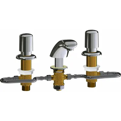 CHICAGO FAUCETS 404-HZ Centerset Push-Button Metering Bathroom Faucet - Widespread Push-Button Metering Bathroom Faucets