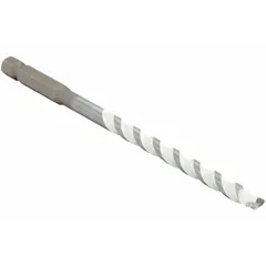 Hex-shank drill bit for concrete, masonry, and multi-material surfaces. Overall length 6 in, max drilling depth 4 in. Suitable for anchor installation and general construction tasks.