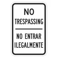 Reflective No Trespassing Sign: Aluminum, Mounting Holes Sign Mounting, Engineer Grade (MPN T1-3095-EG_12x18)
