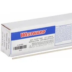 Nickel-silver brazing alloy, type RBCuZn-D, supplied as bare rods 1/8 in diameter by 36 in length. Tensile strength of 70 ksi; yield strength not rated. Used for joining steel, stainless steel, copper, and nickel alloys in applications such as HVAC, plumbing, and industrial fabrication.