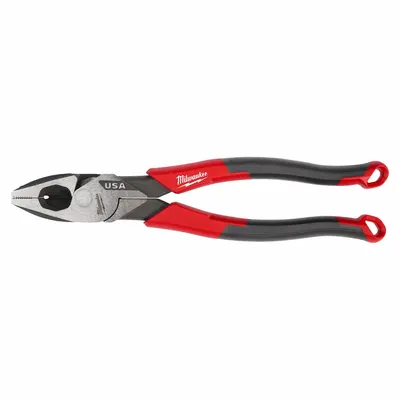 MILWAUKEE Comfort Grip Plier: Flat, 9 in Overall Lg, 1 7/8 in Jaw Lg, 1 1/4 in Jaw Wd - Multipurpose Lineman's Pliers
