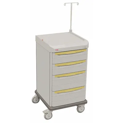 METRO Medical Procedure Cart: Polymer, (4) Swivel, Taupe, White, 4 Drawers - Medical Procedure Carts