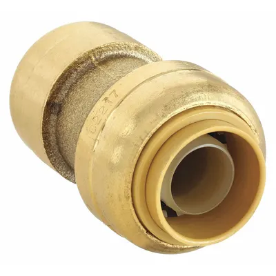 SHARKBITE Push-Fit Coupling Fitting: Straight, 3/8 in OD x 1/2 in OD Size, Brass - Standard Brass Push-to-Connect Tube Fittings
