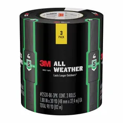 General-purpose duct tape with polyethylene coated cloth backing and rubber adhesive. Suitable for sealing, bundling, and light repairs on various surfaces. Each roll is 1 7/8 inches wide by 30 yards long, 8.5 mil thick, gray. Sold in a 3-pack.