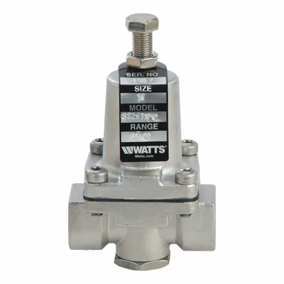 Watts Pressure Regulator: FNPT x FNPT, 3/8 in Pipe Size, Stainless Steel - Standard Capacity Water Pressure Regulators
