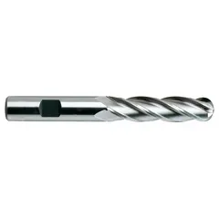 Cobalt ball end mill with TiCN coating and 4 flutes. Mill diameter 3/8", length of cut 1-1/2", overall length 3-1/4". Suitable for contouring, slotting, and profiling in mold and die work and general machining of ferrous materials.