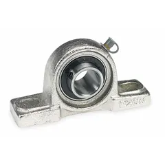 This inch-system pillow block ball bearing features a cast iron housing with set screw locking for secure shaft mounting. With a 1 11/16 in shaft height and 1/2 in mounting bolt size, it supports rotating shafts in applications such as conveyors, fans, and pumps.