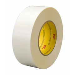 This permanent double-sided tape features a transparent polyester film backing with a thickness of 3.5 mil. It is designed for industrial bonding applications requiring a thin, durable adhesive layer, such as splicing, mounting, and attaching components in electronics and general manufacturing.