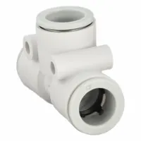 SMC Push-Fit Tee Fitting: 12 mm OD x 12 mm OD x 12 mm OD Size, Polybutylene Terephthalate, White (MPN KQ2T12-00A)