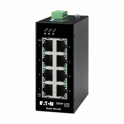 EATON TRIPP LITE Ethernet Switch: Unmanaged, DIN Rail, 8 Ports, RJ45 - DIN Rail-Mount Ethernet Switches