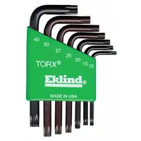 EKLIND Torx Key Set: Short, 7 Pieces, T10/T15/T20/T25/T27/T30/T40 Tip Size, Std End, Organizer, Torx (MPN 11807)
