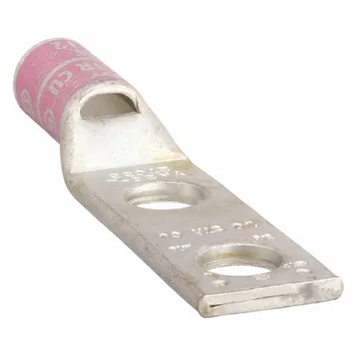 BURNDY Compression Lug: For 1/0 AWG, Stranded Wire, 3/8 in Stud Size, Std - Two-Hole Compression Lugs