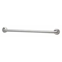 Straight grab bar with 48-inch length and 1 1/4-inch diameter. Constructed from satin-finished stainless steel. Used in bathrooms and accessible environments to provide support and balance assistance.