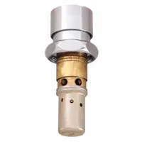 This brass, nickel-plated compression cartridge is a replacement metering mechanism for metering faucets. It controls water flow in hot and cold water applications, suitable for commercial restrooms, kitchens, and industrial facilities. Single cartridge unit
