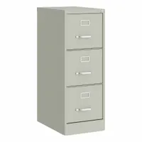 HIRSH Vertical File Cabinet: Light Gray, 3 Drawers, 40 1/4 in Overall Ht, 22 in Overall Dp, Steel (MPN 24857)