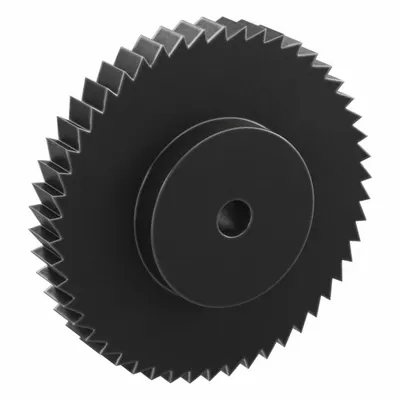 KHK GEARS Ratchet Gear: 12.57 Pitch, 50 Teeth, 20 mm Bore Dia, Black Oxide-Coated Steel - Metric Ratchets with Hub