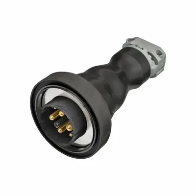 HUBBELL Pin and Sleeve Plug: Black, 250V AC/380 to 415V AC/480V AC, Three Phase - Magnetic Breakaway, Washdown-Rated Plugs