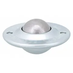 This countersunk flange mount ball transfer has a 1 in diameter steel ball with a 5/8 in projection and a 75 lb load capacity. It enables low-friction omnidirectional movement of loads in material handling systems, such as conveyor transfer stations, workstations, and packaging lines.