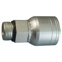 Steel straight crimp hose fitting with O-ring boss (ORB) connection on one end and crimp connection on the other. Designed for -4 hose dash size and 1/2-20 thread. Used to attach hydraulic hoses to ports in pumps, valves, and cylinders in hydraulic systems