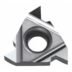 Carbide insert for external or internal thread cutting on CNC and manual lathes. Used in general metalworking to produce consistent thread profiles on steel, stainless steel, and cast iron workpieces.
