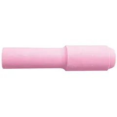 This standard nozzle is constructed from alumina for high-temperature resistance. It is a No. 6 Long model, designed to direct gas flow and focus the electric arc in plasma cutting and welding applications. Sold in a pack of 10 units.