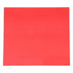 Red polyester label measuring 9 inches wide by 10 inches high. Suitable for industrial identification, safety warnings, and equipment marking in environments requiring chemical and abrasion resistance.