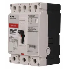 70 A molded case circuit breaker with 18kA interrupting rating at 240V AC. Fixed trip unit with ABC phase protection. Load-side lug termination. Suitable for overcurrent protection in electrical distribution systems.