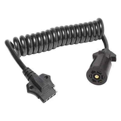 REESE Trailer Adapter With Coil Cable: 7-Way Blade, 5-Way Flat, Plastic, 72 in Overall Lg - Fleet and Vehicle Maintenance