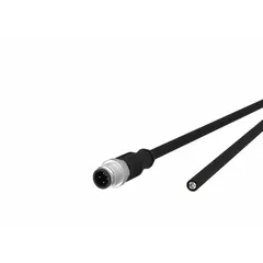 Single-ended cordset with black PUR jacket designed for twisting applications. Features an M12 female straight connector on one end and a free end on the other. 4 pins, 5 m cable length, 22 AWG/42 AWG wire size, rated for 4 A maximum current with IPX5 protection.