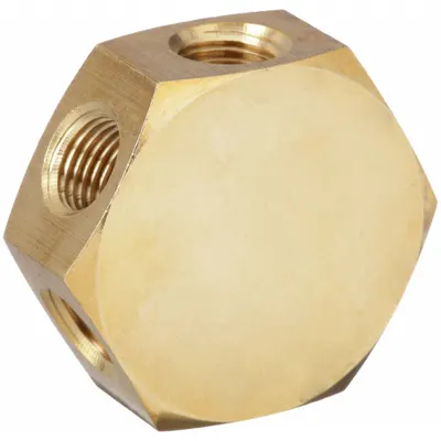 SPEEDAIRE Brass Air Gun Manifold, 3/4 in Overall Length, 1/4 in FNPT Connections - Air Gun Manifolds