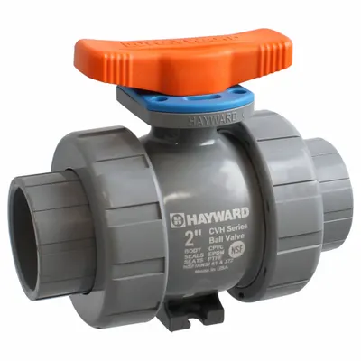 HAYWARD Manual Two-Way Ball Valve: 2 in Pipe Size, True Union - Socket & FNPT, PVC - PVC V-Port Ball Valves