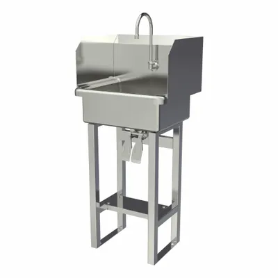 SANI-LAV Wash Station: 43 1/2 in Overall Ht, 17 in Bowl Lg, 7 in Bowl Dp, 2 gpm Flow Rate - One-Station Freestanding Hand Sinks with Faucets