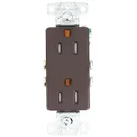 BRYANT Receptacle: Decorator Duplex, 5-15, Brown, 125V AC, 15 A, 2 Pole / 3 Wire (MPN RRD15STR)