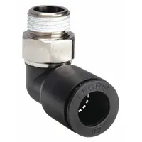 LEGRIS Push-Fit Elbow Fitting: 1/2 in OD x 3/8 in Pipe Size, Push-to-Connect x MBSPT, Black, 10 PK (MPN 3109 62 17)