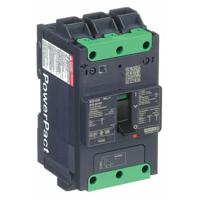 SQUARE D Molded Case Circuit Breaker: 100 A Amps, 100kA at 240V AC, Fixed, Everlink Lug Both Ends - B-Frame Square D Molded Case Circuit Breakers