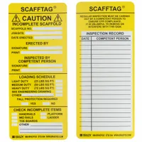 Tag: 3 1/8 in Wd, 7 5/8 in Ht, Black/White/Yellow, Rectangle, Polyester, Outdoor, English, 100 PK (MPN SCAF-STSI594)